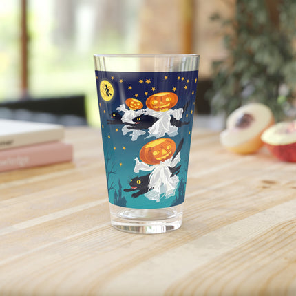 🐈‍⬛🎃 The Flying Black Cats Of Halloween Glass, 16oz – Whimsical Storybook Charm