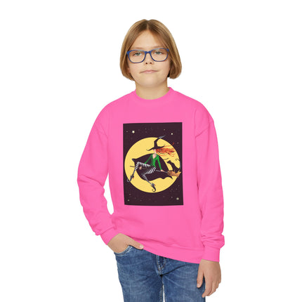 A Witch’s Moonlit Flight Youth Crewneck Sweatshirt