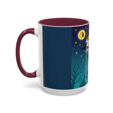 🐈‍⬛🎃 The Flying Black Cats Of Halloween Colorful Mug – Whimsical Storybook Charm