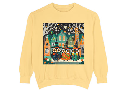 Night of the Trick-or-Treating Owlets Unisex Garment-Dyed Sweatshirt