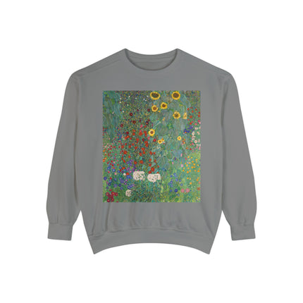 Farm Garden with Sunflowers by Gustav Klimt Unisex Garment-Dyed Sweatshirt