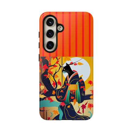 Black Cat in Kimono Phone Cases