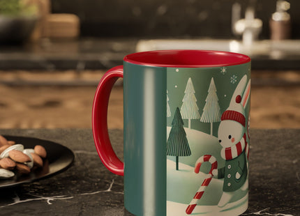 Candy Cane Timekeeper Bunny Colorful Mugs (11oz, 15oz)
