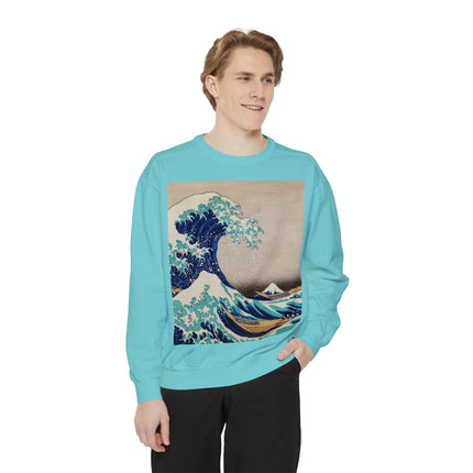 The Great Wave off Kanagawa by Katsushika Hokusai Garment-Dyed Sweatshirt