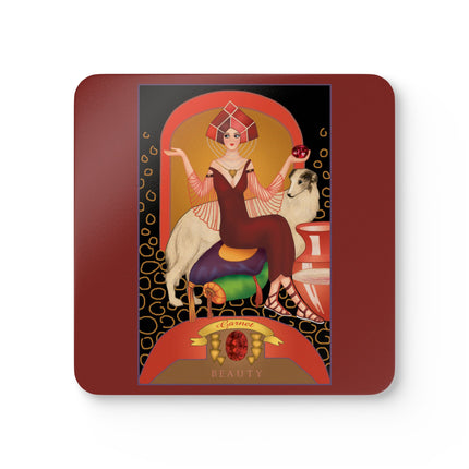 Capricorn Zodiac Design – December & Garnet by Sofia Chiostri | Corkwood Coaster Set