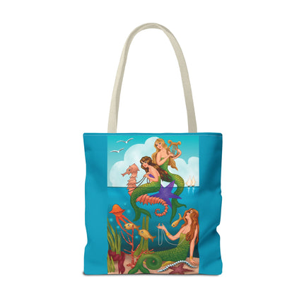 Three Mermaids with Strings of Pearls by Carlo Chiostri Tote Bag (AOP)