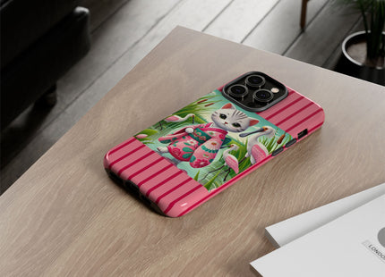 Geisha Kitten Strolls Among the Spoonbills Phone Cases