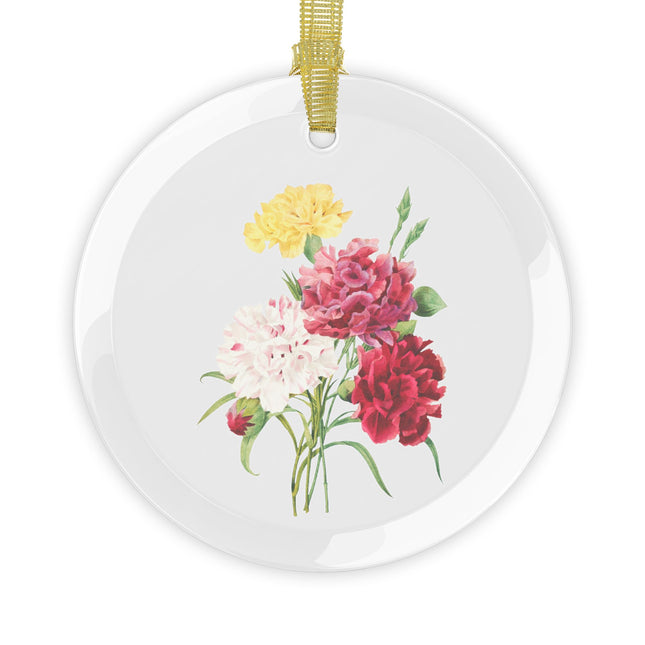 Carnation botanical illustration by Pierre-Joseph Redouté Glass Ornament