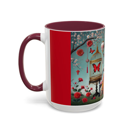 Reading in a Painted Garden Colorful Mugs (11oz, 15oz)