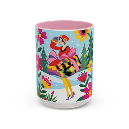 🌸🎄 Christmas In The Winter Garden Colorful Mug – Whimsical Holiday Fantasy