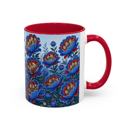 💙🌺 The Sapphire Blossom Garden Dancer Colorful Mug – Art Deco Fashion Fantasy