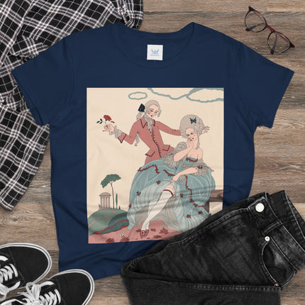 🌹🎀 The Rose Garden Courtship Cotton Tee – Art Deco Romantic Fashion