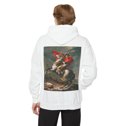 Napoleon Crossing the Alps by Jacques-Louis David Unisex Garment-Dyed Hoodie