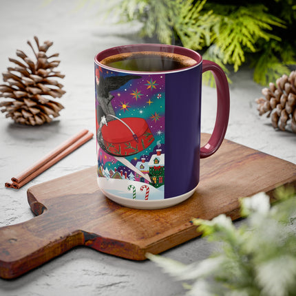 🎁✨ The Lady Of The Christmas Hatbox Colorful Mug – Art Deco Holiday Fantasy