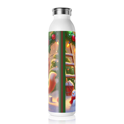 Naughty or Nice Kitten Christmas Slim Water Bottle