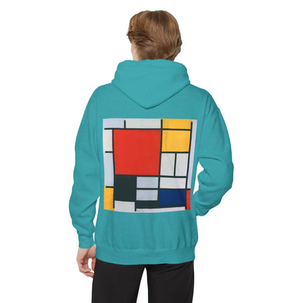 Composition with Red, Yellow, Blue, and Black by Piet Mondrian Unisex Garment-Dyed Hoodie