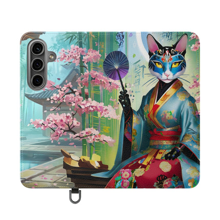 🌸✨ Cyberpunk Geisha Flip Case – Neon Elegance & Futuristic Grace