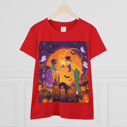 🎃🕯️ The Midnight Halloween Greeting Cotton Tee – Vintage Halloween Charm