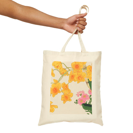 Golden Bow Orchid by Tanigami Kônan Cotton Canvas Tote Bag