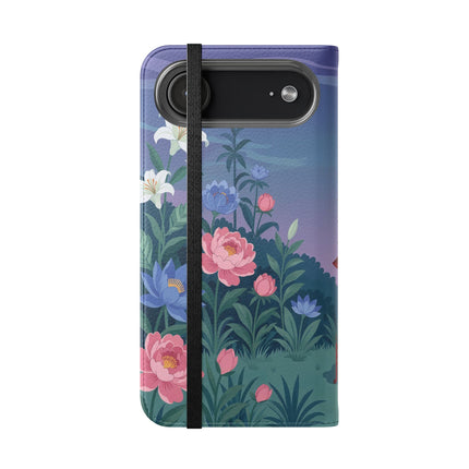 🐦🌸 The Lady And The Golden Bird Flip Case – Art Deco Floral Reverie