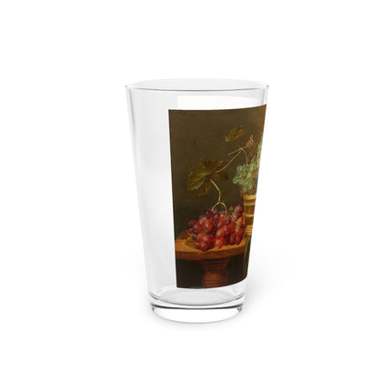Basket of Grapes and a Pomegranate on a Table Glass, 16oz