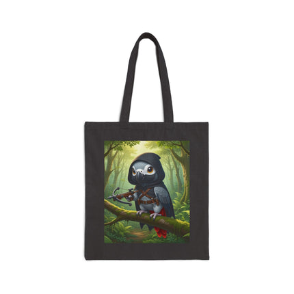 The African Grey Sentinel Cotton Canvas Tote Bag – Quiet Strength & Woodland Adventure