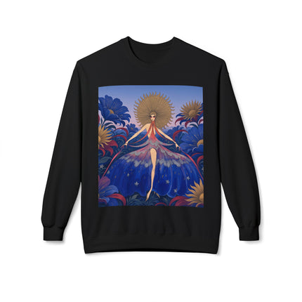 🌞🌸 The Celestial Blossom Garden Dancer Midweight Crewneck Sweatshirt – Art Deco Floral Fantasy