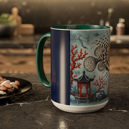 Lionfish & Lantern Colorful Mug – Mystical Ocean & Asian Harmony
