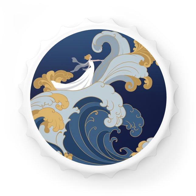 Wave Enchantress Bottle Opener – Oceanic Grace & Golden Tides
