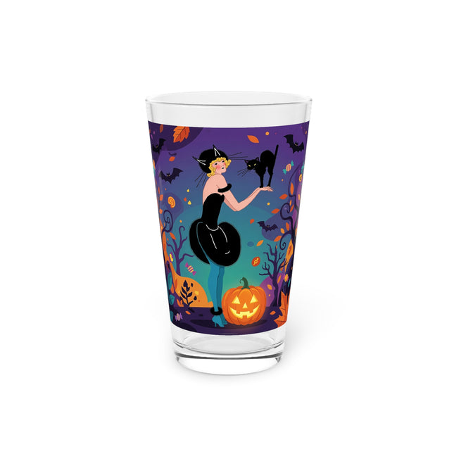 🐈‍⬛🎃 The Midnight Black Cat Masquerade Glass, 16oz – Whimsical Halloween Elegance