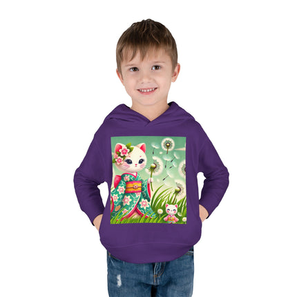 Geisha Kitten and the Dandelion Wish Toddler Pullover Fleece Hoodie