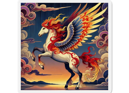 Flame-Winged Horse at Sunset Die-Cut Magnets (4 Sizes)