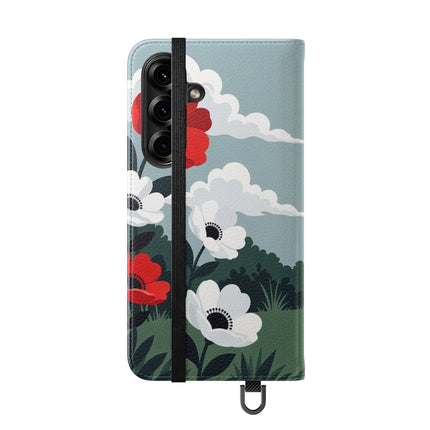🌺🎩 The Ladies Of The Scarlet Garden Flip Case – Art Deco Floral Adventure
