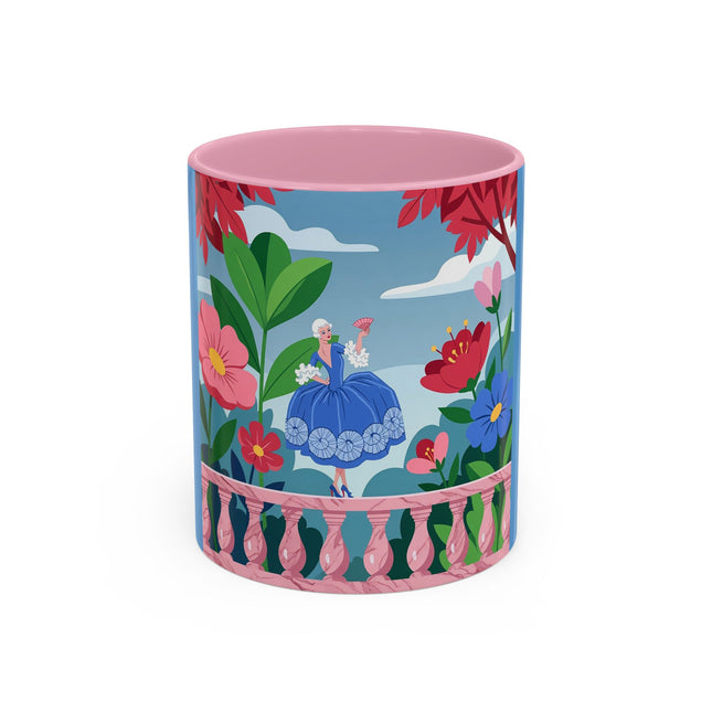 The Lady Of The Blossoming Terrace Colorful Mugs – Art Deco Floral Garden Elegance