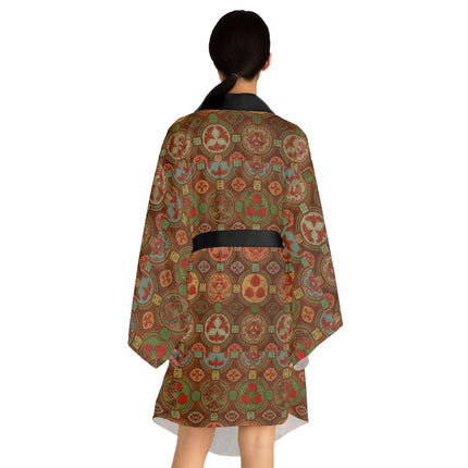 Japanese Fan Pattern by G.A. Audsley Long Sleeve Kimono Robe (AOP)