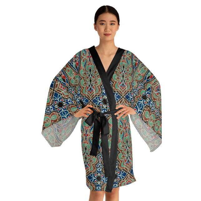 Arabian Ornament by Elizabeth A. Nedwill Long Sleeve Kimono Robe (AOP)