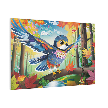 Baby Hawk Plays in Forest Matte Canvas, Stretched, 0.75"