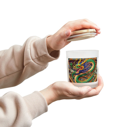 Tibetan Dragon Above Kabuki Stage Frosted Candle