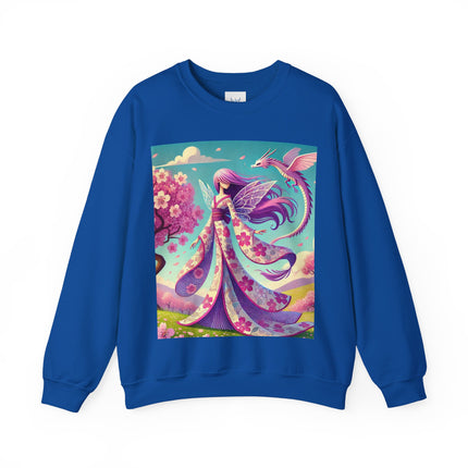 Petals in the Wind: The Kimono Fairy and the Sky Dragon Heavy Blend™ Crewneck Sweatshirt