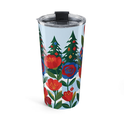 🌹🎄 The Lady Of The Christmas Bloom Tumbler – Art Deco Holiday Elegance