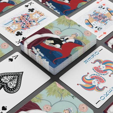 💌🌹 The Lady Of The Scarlet Chaise Playing Cards – Art Deco Romantic Elegance