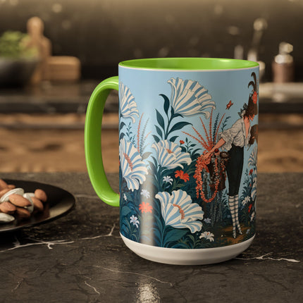 🎨💙 The Enchanted Garden Artist Colorful Mug – Art Deco Floral Whimsy