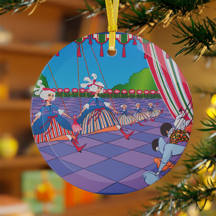 Dancing Puppets Glass Ornament