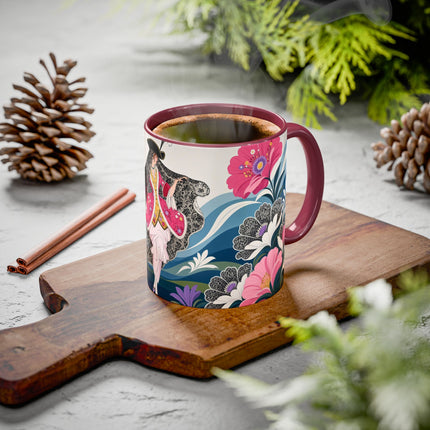 🌸🎀 The Pink Lace Garden Promenade Colorful Mug – Art Deco Fashion Elegance