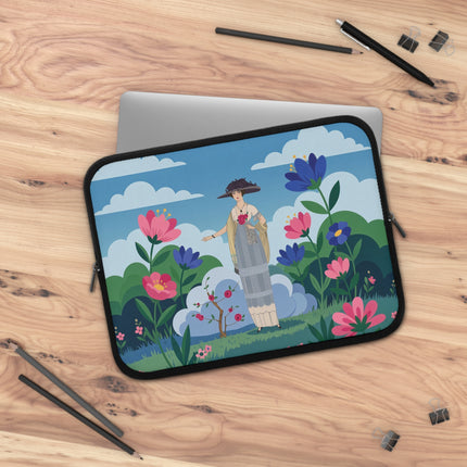 🌸🎀 The Lady In The Summer Garden Laptop Sleeve – Art Deco Floral Elegance