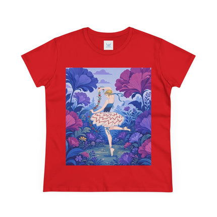 🌸🩰 The Enchanted Garden Ballet Cotton Tee – Art Deco Floral Whimsy