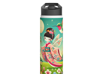 Geisha Fairy and the Hummingbird Blossom Stainless Steel Water Bottle, Standard Lid