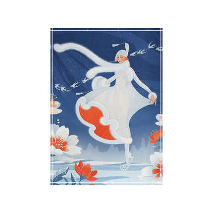 ❄️⛸️ The Winter Skater’s Flight Acrylic Art Block – Art Deco Floral Fantasy