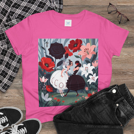 🌹🖤 The Midnight Rose Garden Cotton Tee – Art Deco Floral Fashion