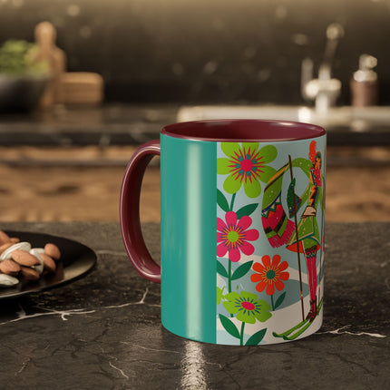 🎿🌸 The Winter Flower Adventurer Colorful Mug – Colorful Ski Fantasy
